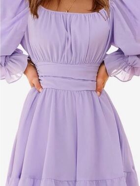 Exlura lantern Sleeve tie back Midi Dress